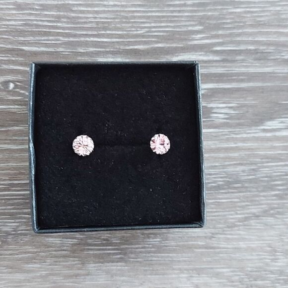 Platinum Plated 925 Silver June Birthstone CZ Stud Earrings - Picture 5 of 8